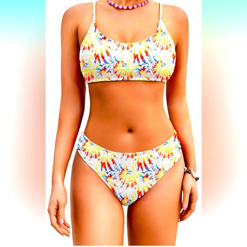 🚘Al'MAGE Womens 2  Piece Bikini
Mid Waisted Bathing Suits with Adjustable Straps
